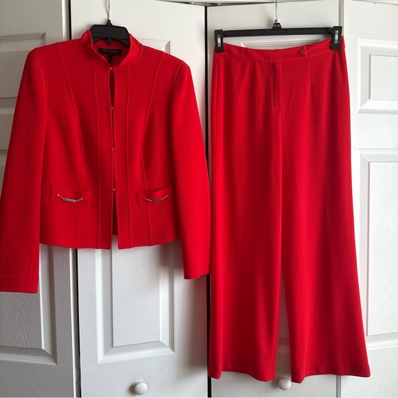 Escada Jackets & Blazers - EUC ESCADA Red Wool Set Blazer Jacket and Pants